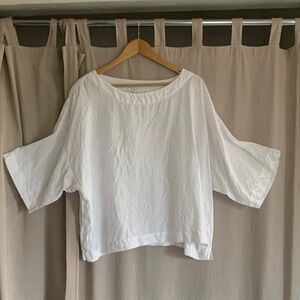 Relaxed White LinenTop by Pure Jill.